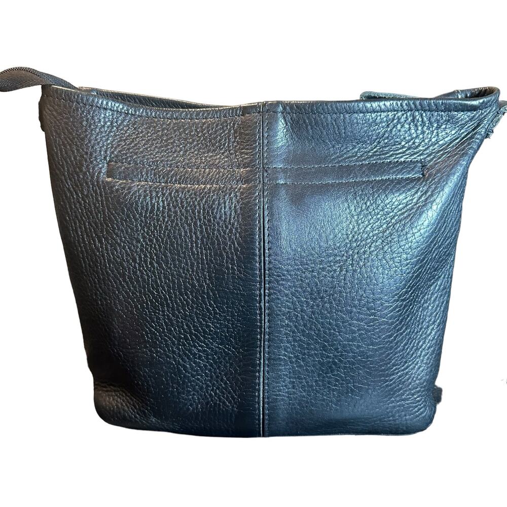Vintage Duluth Trading black Pebbled Leather Saddle Sling Crossbody Shoulder Bag